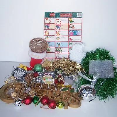 Christmas Decorations Bulk Baubles Balls Tinsel Icicles New & Used Some Vintage • $32