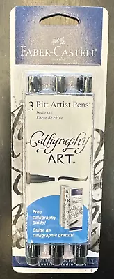 Faber-Castell Pitt Artist CALLIGRAPHY ART Pens ALL BLACK 3 Pc Set 800076 NEW! • $10.95