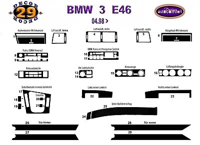 FOR BMW E46 3 SERIES INTERIOR Dash Trim Kit 3M  GREY SET 1998-2006 RHD • $96.91
