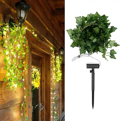 New LED Solar String Lights 32.8ft Green Leaves Vine String Lights Outdoor Decor • $13.21