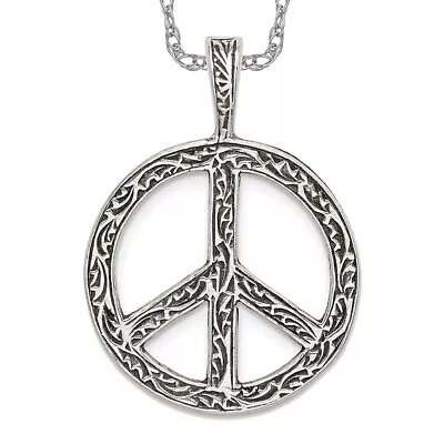 925 Sterling Silver Vintage Peace Sign Inspirational Symbol Necklace Charm ... • $224