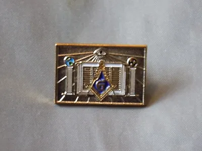  Rectangular Masonic Lapel Tac Pin Square Compass With Pillars NEW! • $7.95