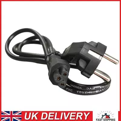 1M EU 3 Prong 2 Pin AC Laptop Power Cord Adapter Cable Black • £6.30