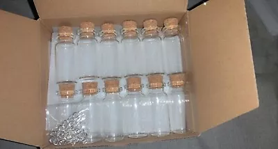 10 ML Cork Stopper Glass Bottles Mini Transparent Bottles 24 Pc 0.82 W X 1.96 H • $15