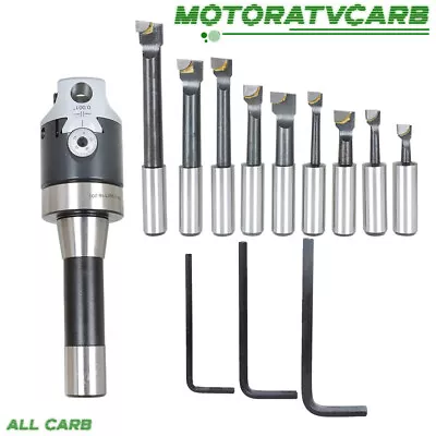 ALL-CARB 9 Pack 1/2  Carbide Boring Bar And 2  Boring Head With R8 Shank Set • $59