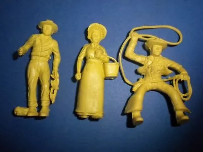 3 ROY ROGERS WESTERN COWBOY FIGURES 1950'S Marx Playset 60MM Lot VINTAGE Cream • $20