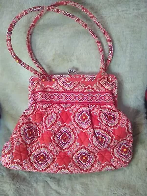 Vera Bradley Paprika Alice Orange Floral Kiss Lock  Large Shoulder Bag • $35