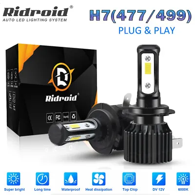 2x H7 LED Headlight Kit Super Bright High Low Beam DRL Bulbs 8000LM 6000K White • $13.99