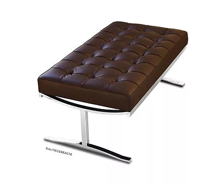 Short Stylish Bauhaus Leather Bench Stainless Steel & Real 5 Colours Suited • £584.55