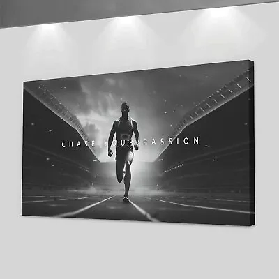 Motivational Running Wall Art Runner Quote Canvas Print Athlete Gym Decor Sports • $399.95