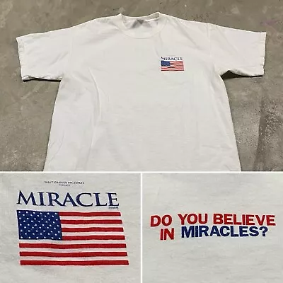 Vintage Disney Movie Y2K Miracle On Ice USA Hockey T Shirt Men’s L • $29.99