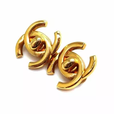 Chanel Cocomark Turnlock Earrings Gold Jewelry • £544.41