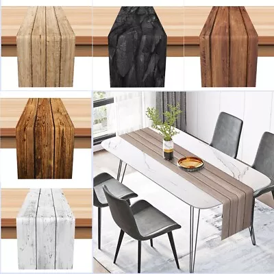 Rustic Wood Texture Table Runners  Kitchen Dinning Table Home Party Decor • £10.79