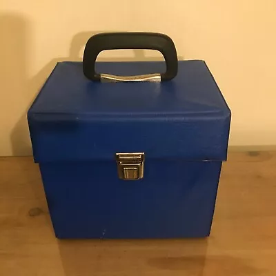 VINTAGE 1970”s VINYL RECORD 7 INCH SINGLE STORAGE CASE BOX 50 CAPACITY IN BLUE • £18