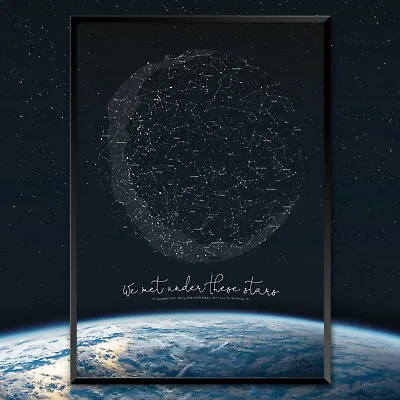 $54.95 • Buy CUSTOM Earth Star Map | Star Chart | Night Sky Map Constellation Print