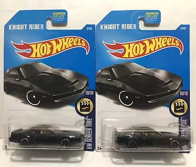 2017 Hot Wheels Screen Time 10/10 KNIGHT RIDER Black Firebird KITT Lot Of 2 • $15.99