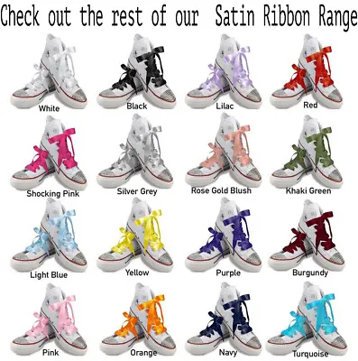 Satin Ribbon Shoelaces For Lo & Hi Top Trainers Sneakers Boots  Converse • £2.65