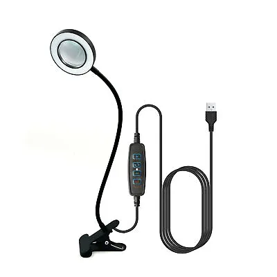 48 LED 5X Magnifier Clip-on Desk Table Magnifying Glass Lamp Durable 9W 3 Modes • £12.99