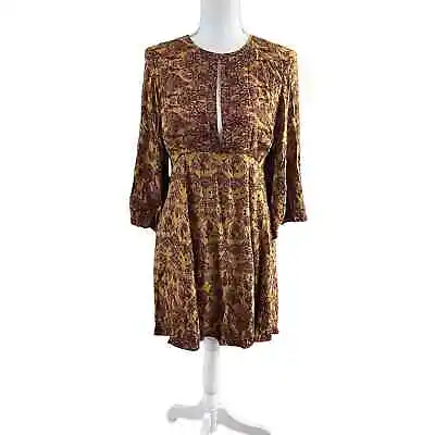 Ecote Size L Large Boho Print Baby Doll Mini Dress • $24.95