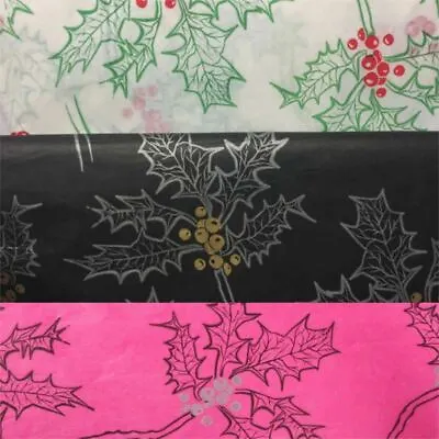 Christmas Holly Acid Free Tissue Paper Plain Patterned Xmas Gift Wrapping Sheets • £8.12