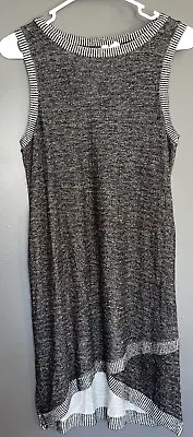 Anthropologie MOTH Tank Dress Small Rayon Gray Knit Tulip Split Hem Boho • $16