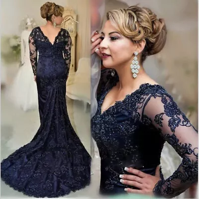 Mermaid Lace Mother Of The Bride Dresses Lace Long Formal Evening Gown Plus Size • $135.24