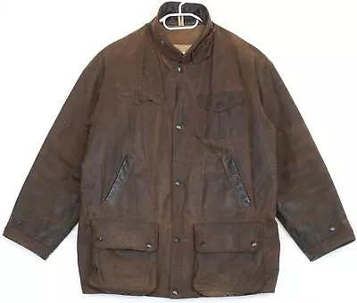 Barbour Bushman Brown Wax Cotton Distressed Coat Men's XL • $98