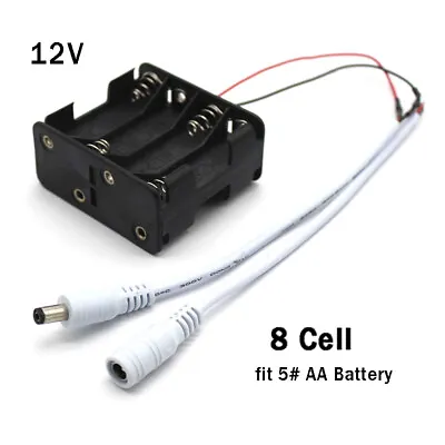 8 Cell AA Battery Holder Box Connector Open Double Deck With DC2.1 Plug 12v • £2.99