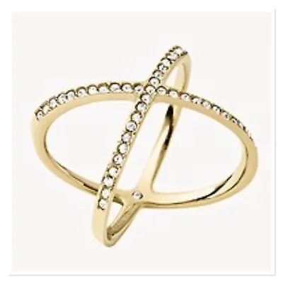 MICHAEL KORS Gold Pave X Ring Size 6 • $44.99