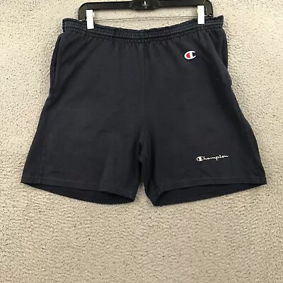 Vintage Champion Shorts Adult Large Blue Spellout Logo Pull On Mens 31500 • $3.60