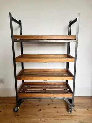 Attractive Wood And Metal Shelving Unit With Wheels. Good Condition.  • £250