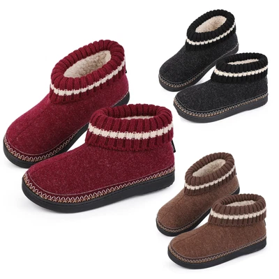 £9.99 • Buy Women's Plush Faux Wool Bootie Slippers Memory Foam Knitted Collar House Shoes