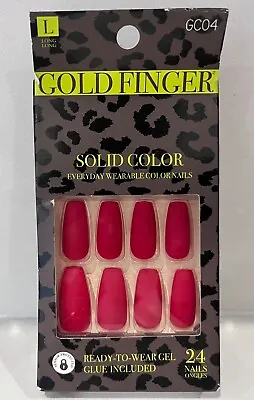 KISS GOLD FINGER Solid Color Long Red Matte False Nails • £7.95