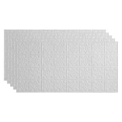 Fasade Ceiling Tile 2-ft X 4-ft Faux Tin Water Proof Glue Up Vinyl Gloss White • $164.37