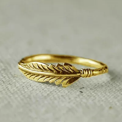 Vintage Feather Pattern Ring Women's Jewelry Accessories Bridal Wedding Gift • $1.60