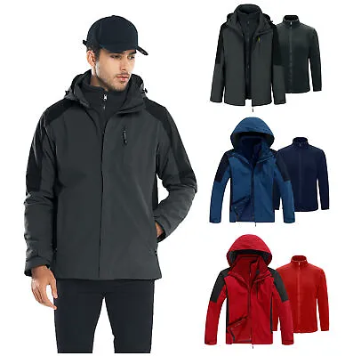 Mens Winter Jacket Hooded Thick Coats Thermal Waterproof Ski Snow Hiking Outwear • $39.99