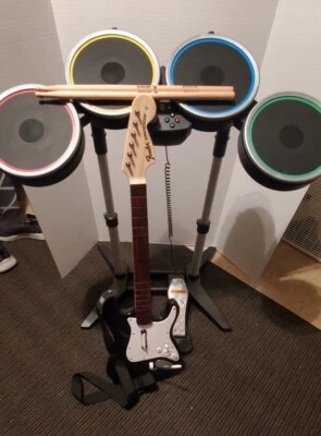 $149.99 • Buy Xbox 360 Rock Band 2 Wireless Drum Set Bundle Drums, Guitar, Strap, Pedal.. Look