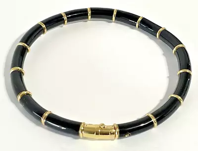 Early Vintage La Nouvelle Bague 18K Black Enamel 14.5  Flex Necklace • $999