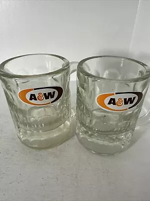 Set Of 2 Vintage  AW Root Beer 4  Heavy Glass Mugs • $26