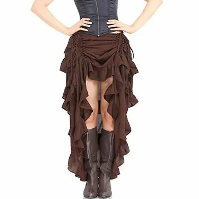Women Ruffled Pleated Vampire Pirate Hi-Low Skirt Steampunk Victorian Punk Retro • $58.27