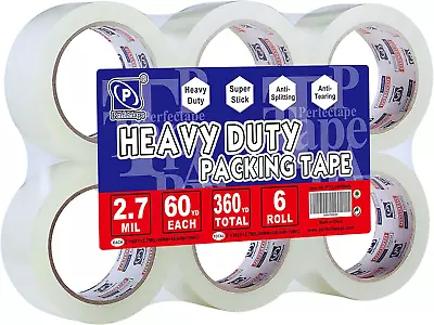 Heavy Duty Packing Tape 6 Rolls Total 360Y Clear 2.7 Mil1.88 Inch X 60 Yards • $21.99