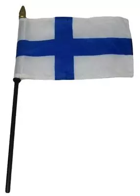 Finland Country 4 X6  Flag Desk Set Table Wooden Stick Staff • $6.44