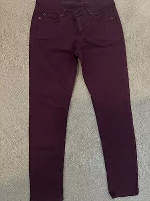 OASIS Jeans Cherry Crop Size 12 Burgundy Red Wine Skinny • £2.99