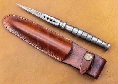 Collectible Military Combat Leather Stiletto Dagger Crusher Knife With Sheath • $45