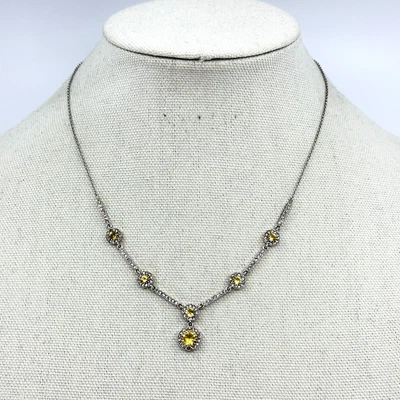 Womens Necklace Yellow Clear Rhinestone Formal Party Cocktail Signed  N  Nadri? • $8.46