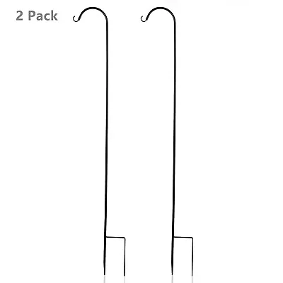 65Inch Black Shepherd Hook Plant Hanger Bird Feeder Pole Rust Resistant 2pack • $18.99