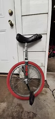 Vtg Schwinn Unicycle 20 Inch One Wheel Survivor Cycle Red Label Red Tire  • $200