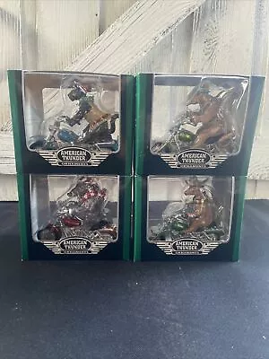 * NOS * Lot Of 4 AMERICAN THUNDER Motorcycle Christmas Ornaments Harley W/Boxs • $6.95