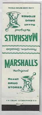 Marshall's The Original Rexall Drug Stores FS Empty Matchcover • $6.50