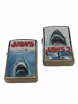 2 PCs Windproof Oil Lighter Jaws Movie Retro Design High Quality Jaws 3 Poster • $29.95